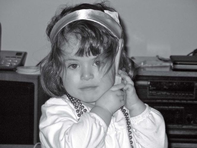 Maren on a toy phone