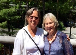 me with my new cousin, Barbara (right), at our first meeting